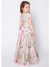 Short Sleeves Wildflower Floral Embroidered Tulle Flower Girl Dress